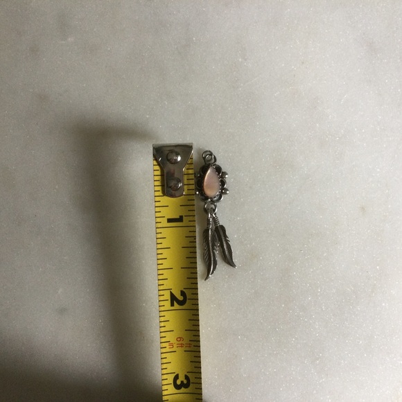 Sterling Silver Pink Mother of Pearl Feather Necklace Pendant - Picture 4 of 4